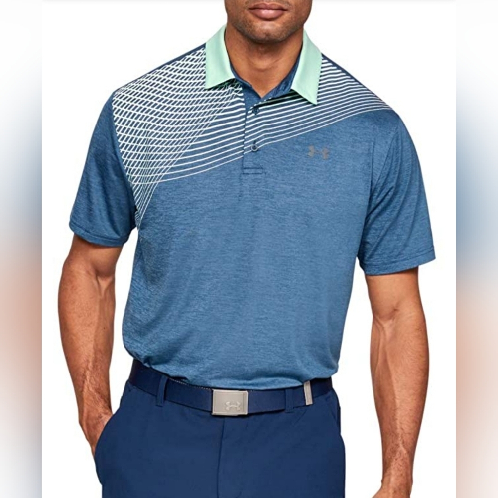 Under Armour The Playoff Polo Mens Golf Shirt sz XXL 2X Blue